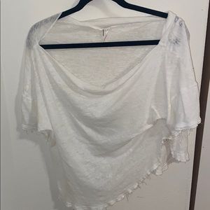 Free People off shoulder cropped white Tee